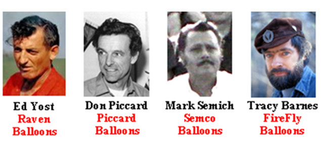 Balloonists Ed Yost, Don Piccard, Mark Semich, Tracy Barnes